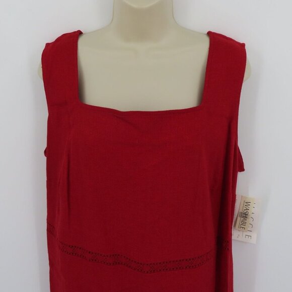 Maggie McNaughton Women Plus Size 2X Red Linen Blend Crochet Long Dress NEW NWT - Picture 2 of 11